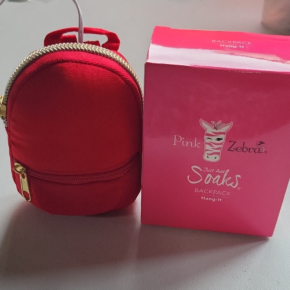 #4 Pink Zebra Red Compact Backpack with Gold Hardware Just Add Soaks